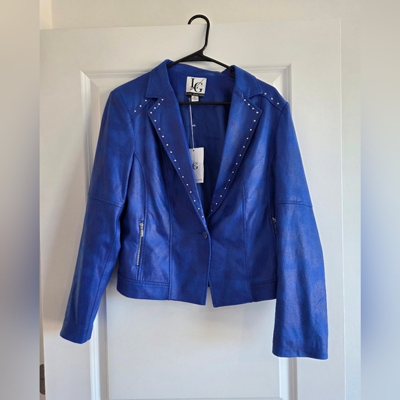 NWT Lena Gabrielle Women's Royal Blue Studded Blazer - Picture 1 of 5